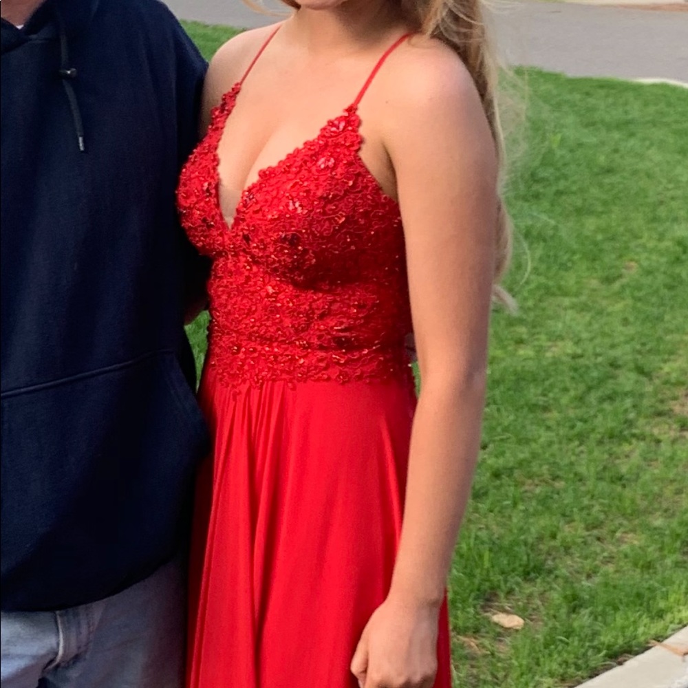 Faviana Red Prom Dress